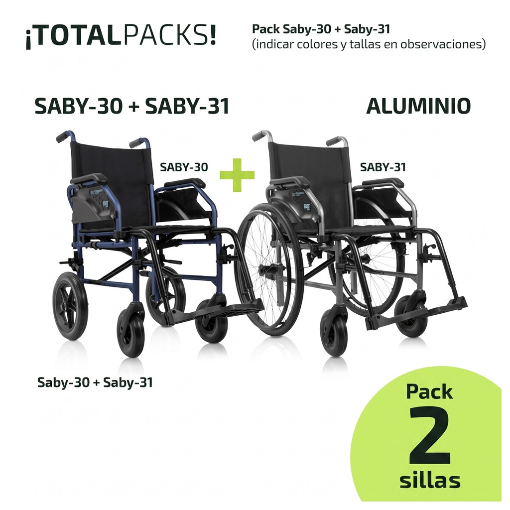 Pack 2 sillas de ruedas Saby de aluminio